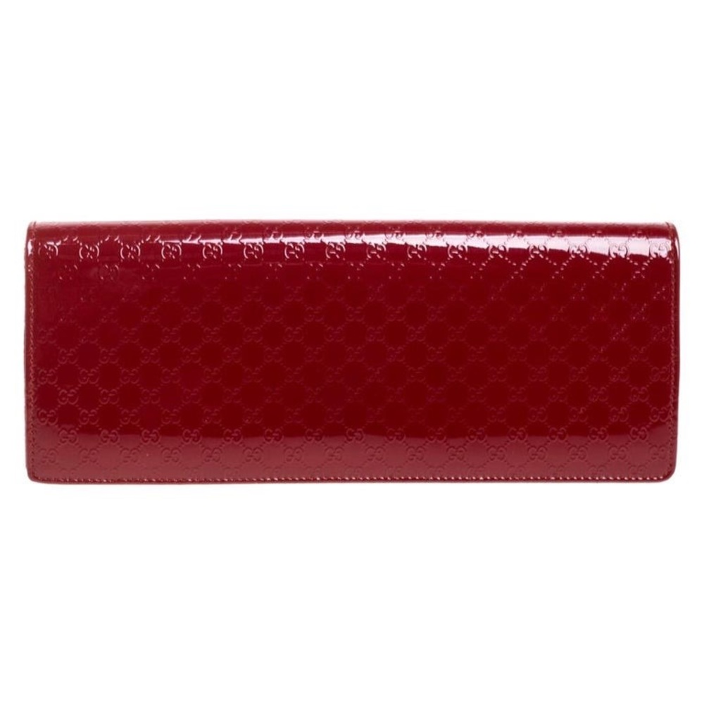gucci microguccissima red patent leather clutch